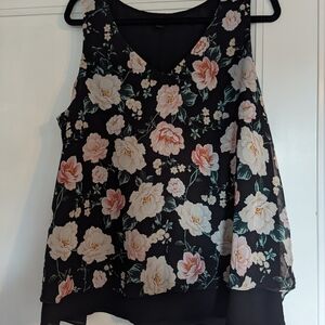 Torrid Black Floral Sleeveless Blouse
